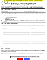 Form RCG-9 Application for Permit or Annual Report for Charitable Games Equipment Ownership - Illinois