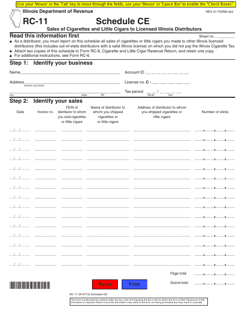 Form RC-11 Schedule CE  Printable Pdf