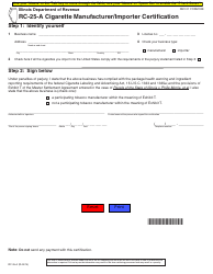 Document preview: Form RC-25-A Cigarette Manufacturer/Importer Certification - Illinois
