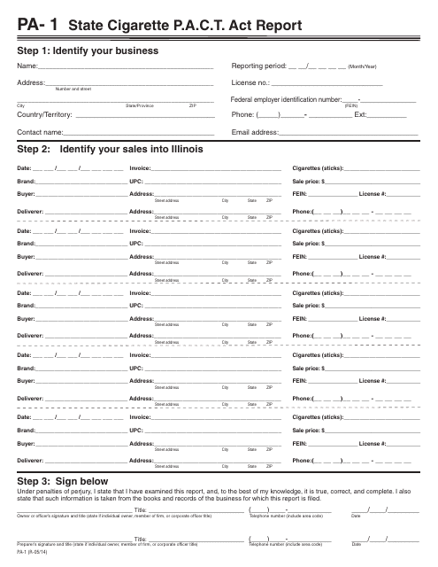 Form PA-1  Printable Pdf