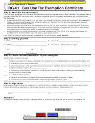 Document preview: Form RG-61 Gas Use Tax Exemption Certificate - Illinois