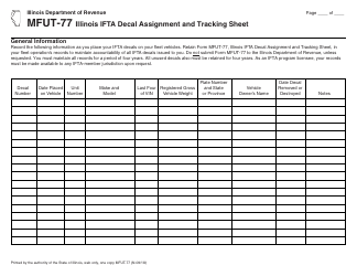 Form MFUT-77 &quot;Illinois Ifta Decal Assignment and Tracking Sheet&quot; - Illinois