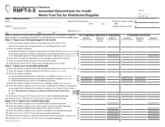Document preview: Form RMFT-5-X Amended Return/Claim for Credit Motor Fuel Tax for Distributor/Supplier - Illinois