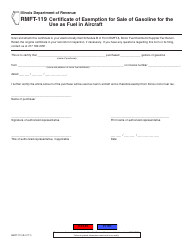 Document preview: Form RMFT-119 Certificate of Exemption for Sale of Gasoline for the Use as Fuel in Aircraft - Illinois