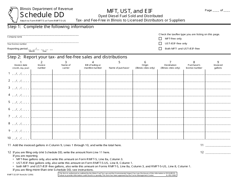Form RMFT-32-DF Schedule DD  Printable Pdf