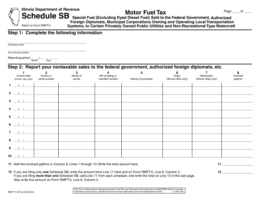 Form RMFT-7-SF Schedule SB  Printable Pdf