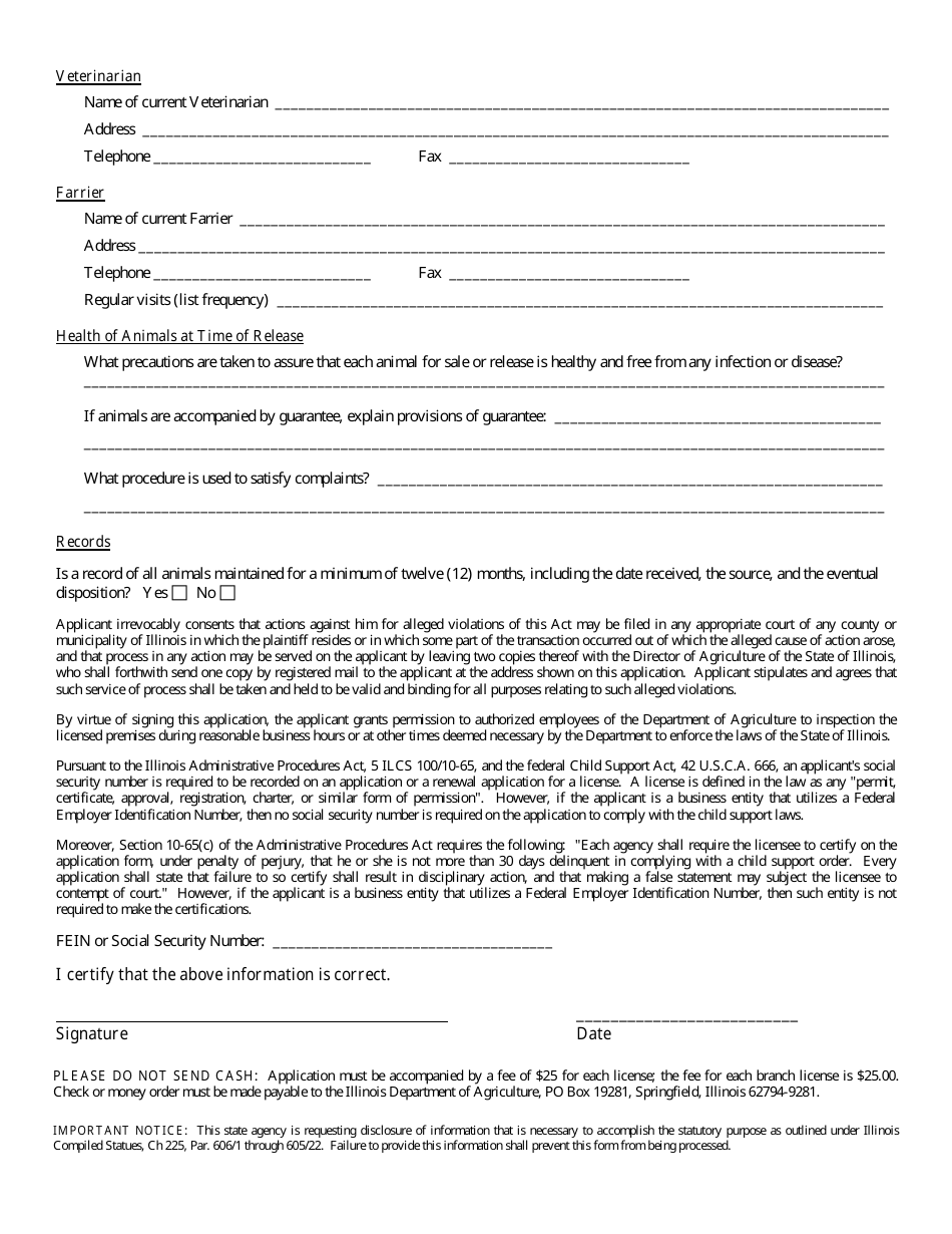 Application for Illinois Horse Rescue License - Illinois, Page 3