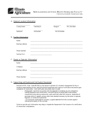Form IL406-1624 &quot;Non-lagoon Livestock Waste Handling Facility Certification of Construction&quot; - Illinois