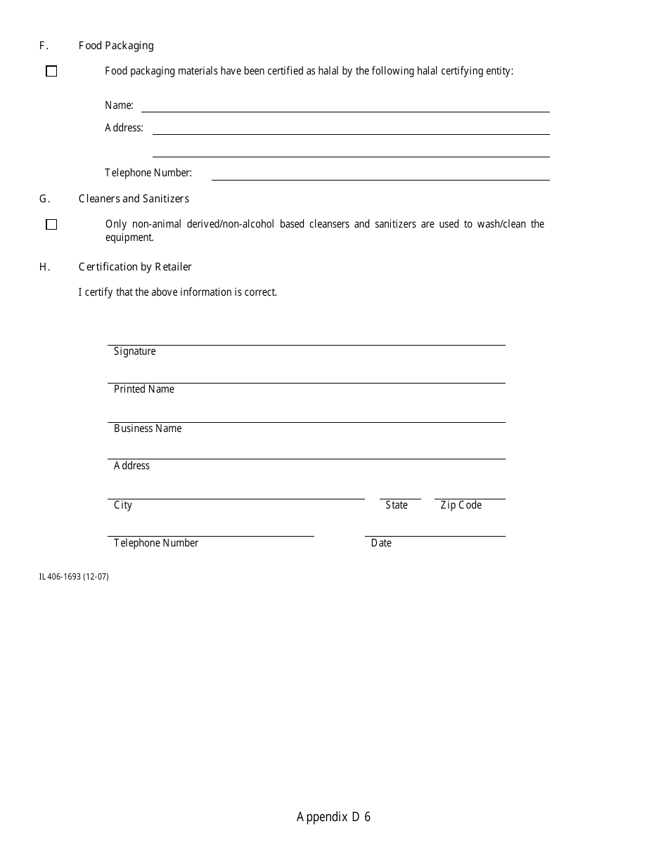 Form IL406-1691 Registration of Dealers of Halal Food Products - Illinois, Page 17