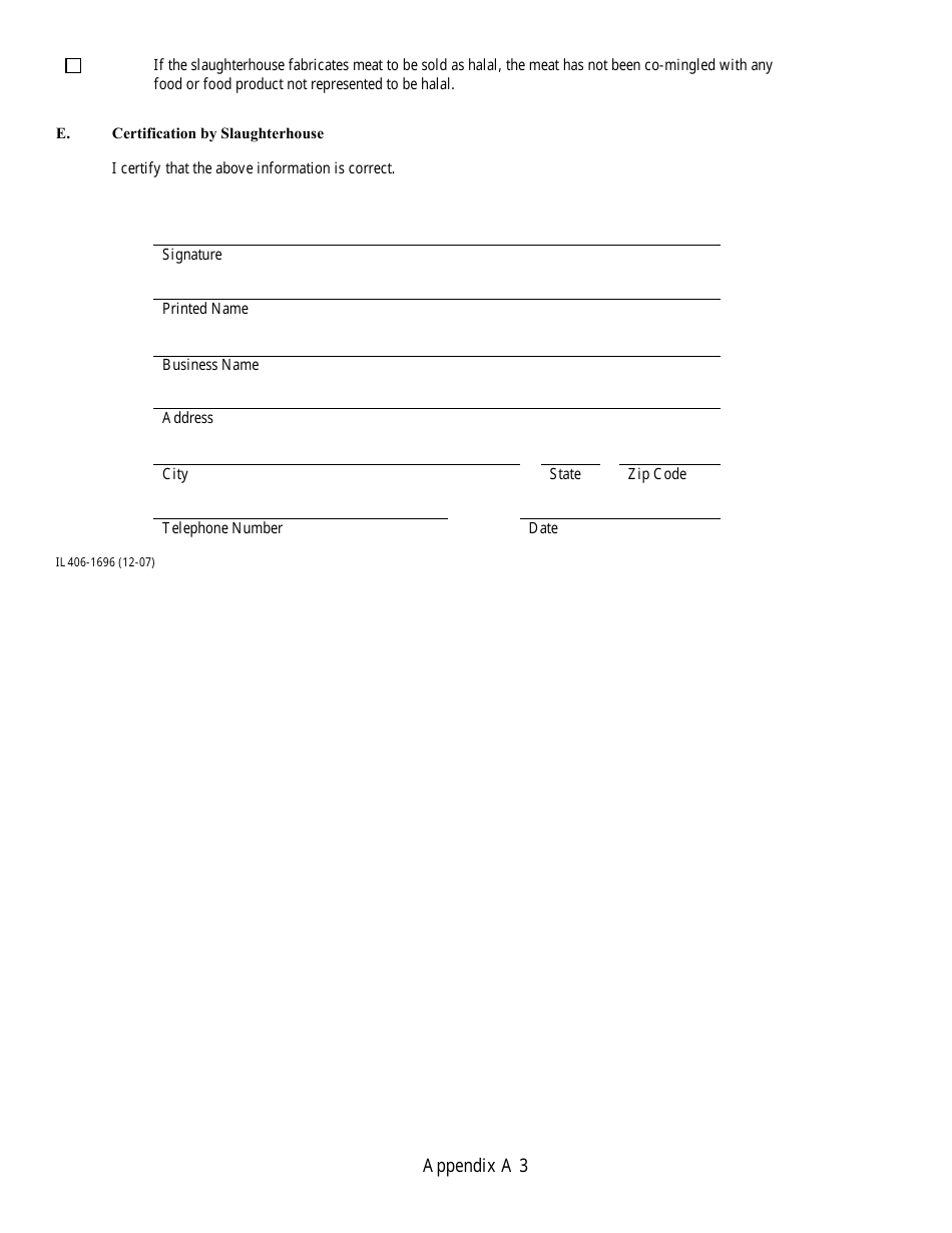 Form IL406-1691 Registration of Dealers of Halal Food Products - Illinois, Page 4