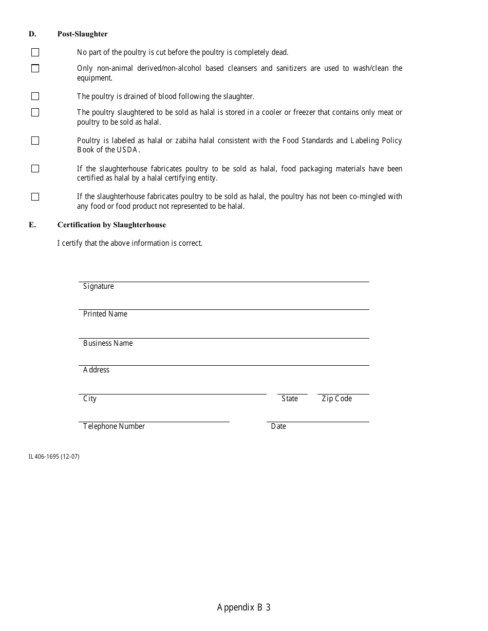 Form IL406-1691 Registration of Dealers of Halal Food Products - Illinois, Page 7