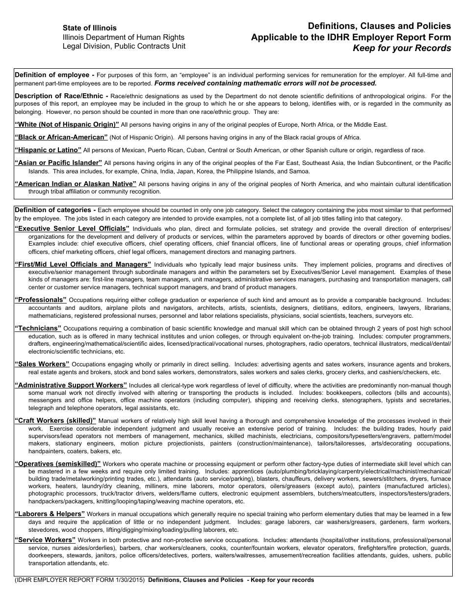 Form PC-1A Idhr Employer Location(S) Report Form - Illinois, Page 3