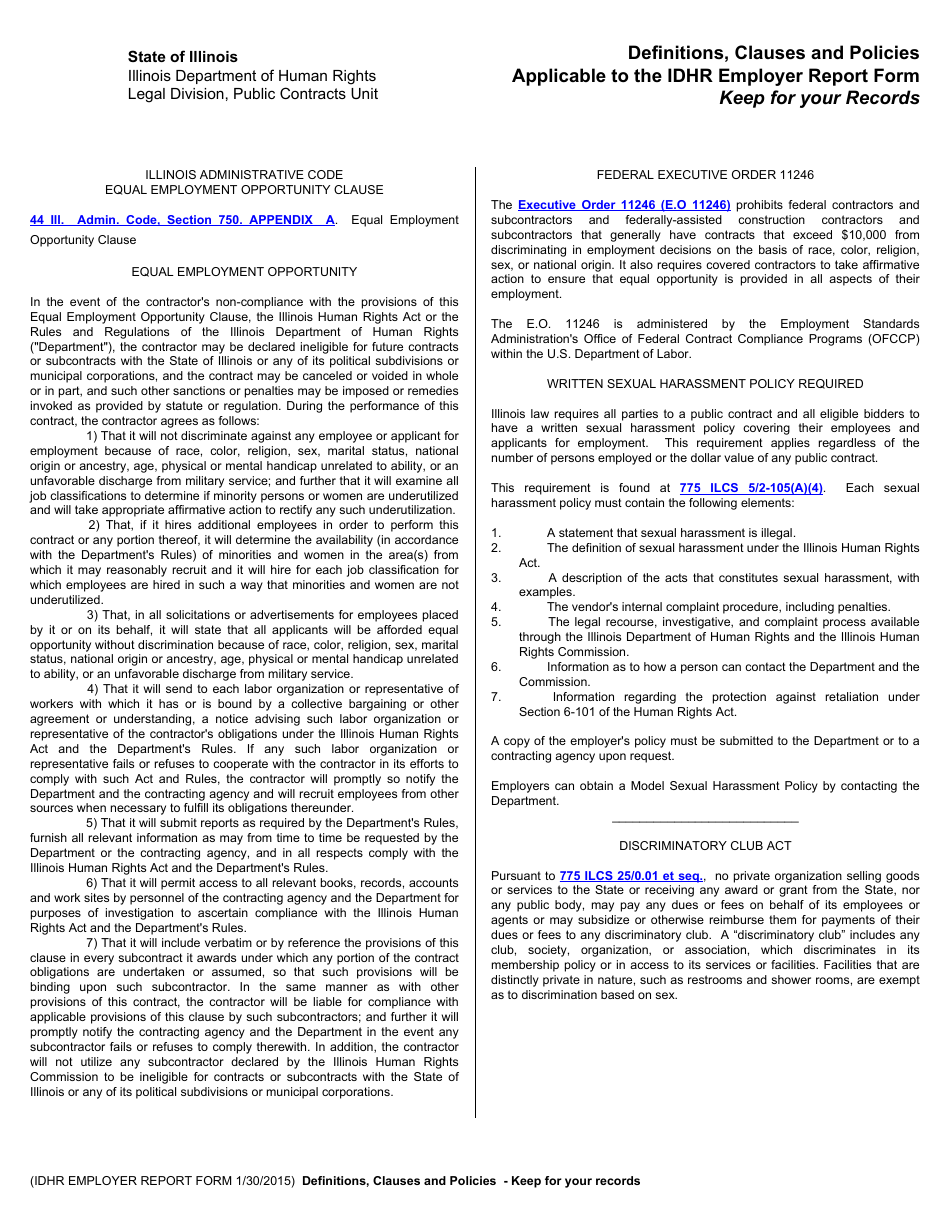 Form PC-1A Idhr Employer Location(S) Report Form - Illinois, Page 4