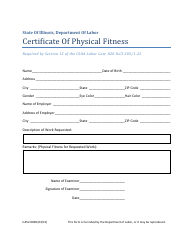 Document preview: Form IL452-0099 Certificate of Physical Fitness - Illinois
