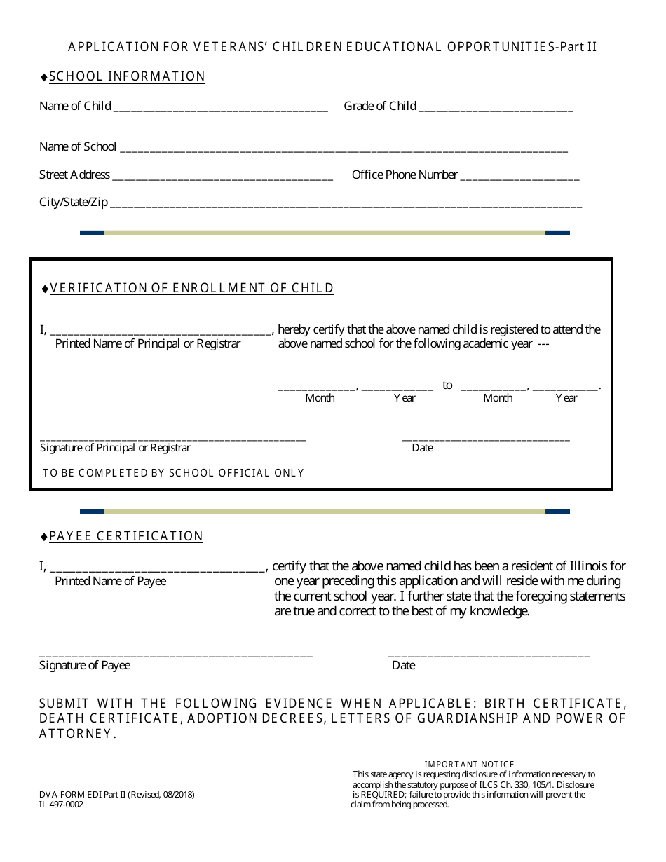 Form IL497-0002 Application for Veterans Children Educational Opportunities - Illinois, Page 2