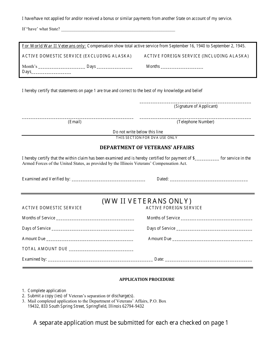 Form IL497-0473 Application for Veterans Compensation by Living Veteran - Illinois, Page 2