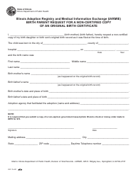 Document preview: Form IOCI15-441 Birth Parent Request for a Non-certified Copy of an Original Birth Certificate - Illinois