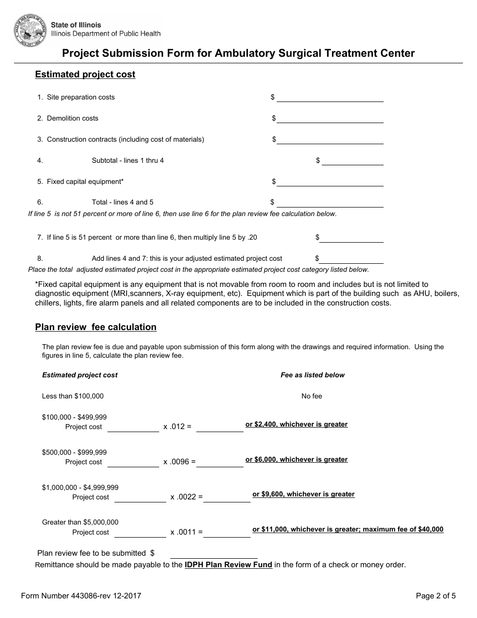 Form 443086 Project Submission Form for Ambulatory Surgical Treatment Center - Illinois, Page 2