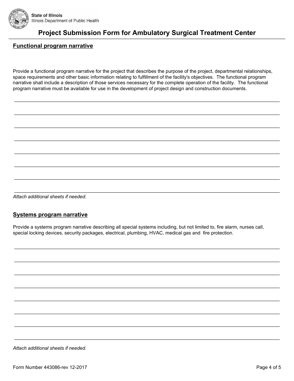 Form 443086 Project Submission Form for Ambulatory Surgical Treatment Center - Illinois, Page 4