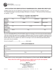Document preview: Form IOCI16-577 Application for Verification of Marriage/Civil Union Record Files - Illinois