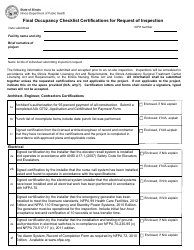 Form 482-0651 Final Occupancy Checklist Certifications for Request of Inspection - Illinois