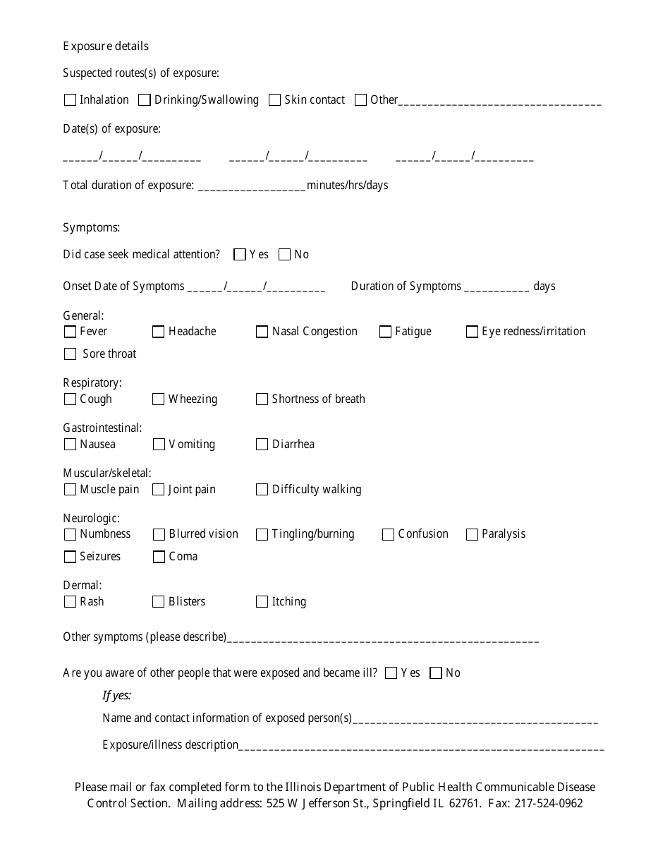 Harmful Algal Bloom (Hab) Human Illness Report Form - Illinois, Page 2