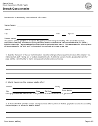 Form 445099 Branch Questionnaire - Illinois