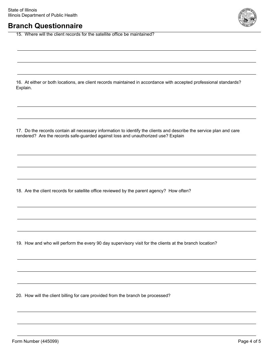 Form 445099 Branch Questionnaire - Illinois, Page 4
