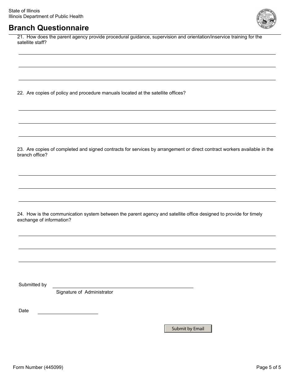 Form 445099 Branch Questionnaire - Illinois, Page 5