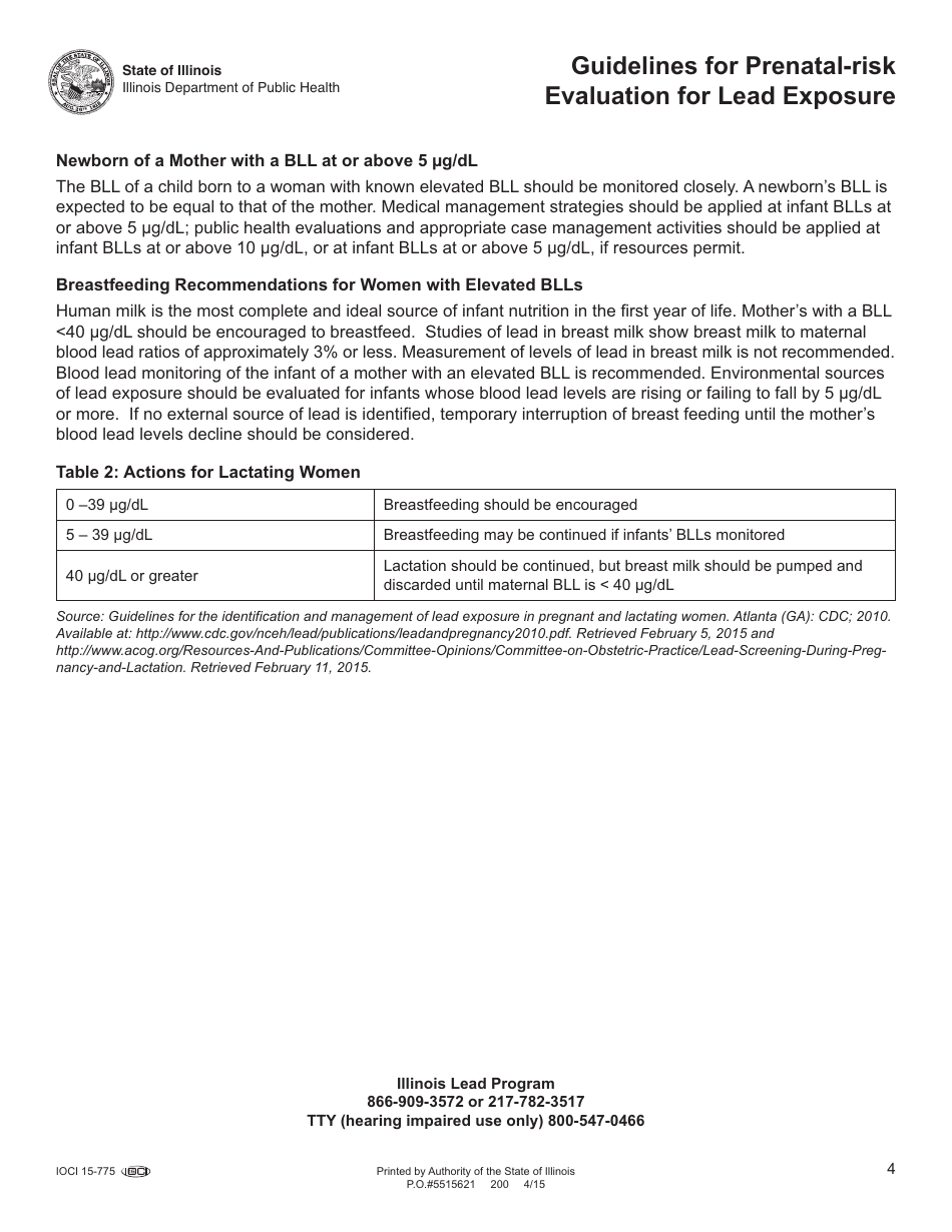Prenatal-Risk Evaluation for Lead Exposure - Illinois, Page 5