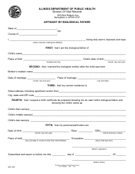 Document preview: Form VR172 Affidavit by Biological Father - Illinois