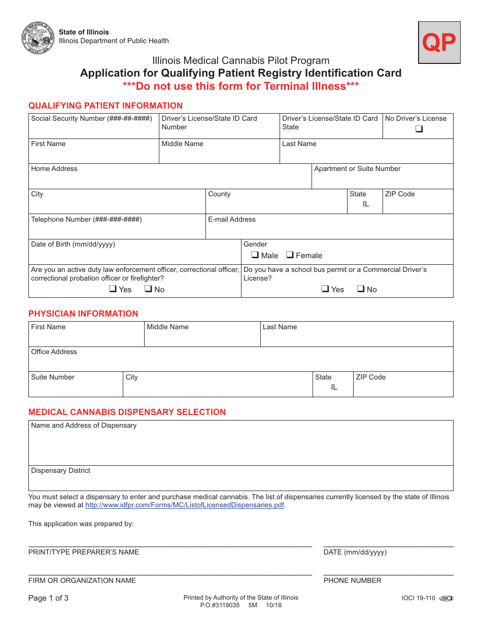 Illinois Application for Qualifying Patient Registry Identification