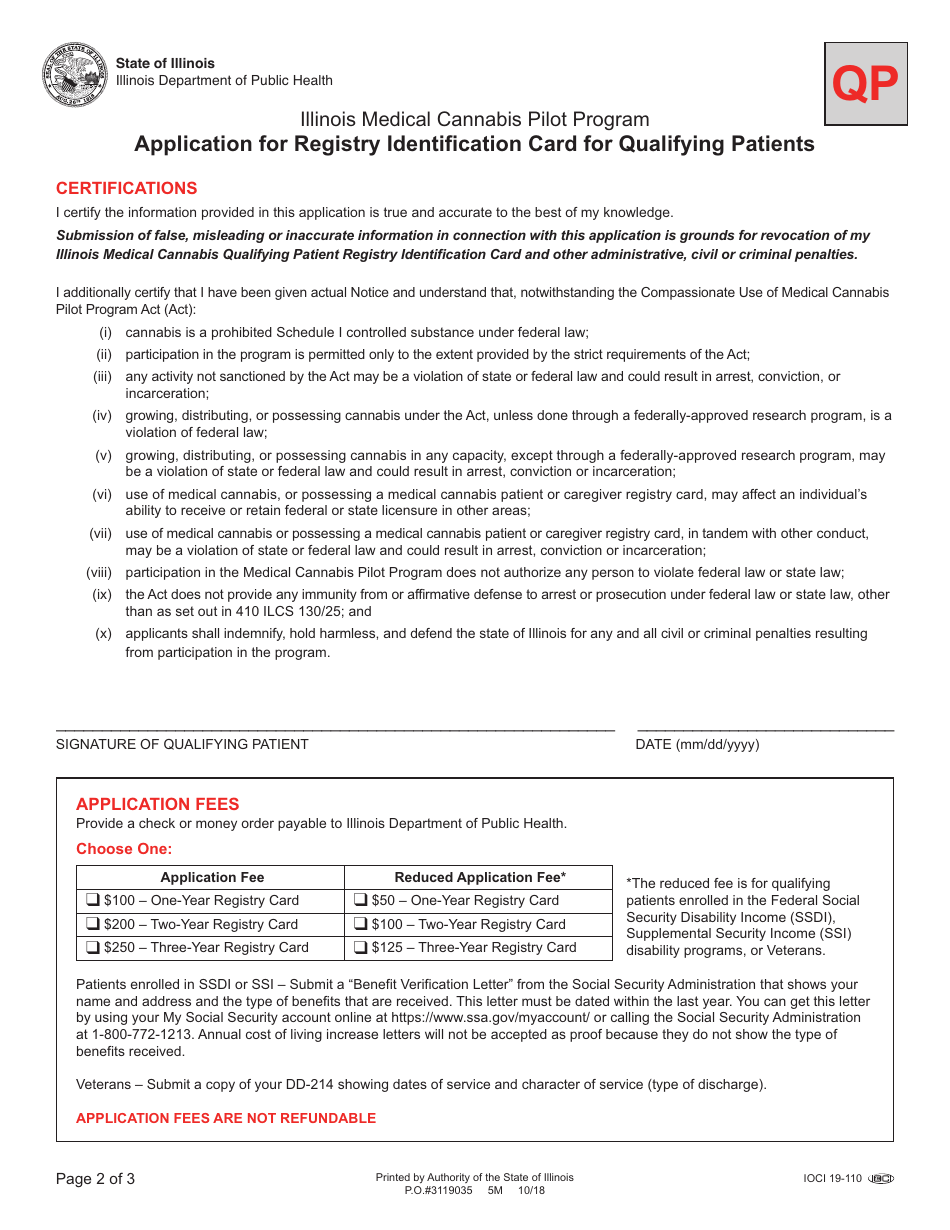 Illinois Application for Qualifying Patient Registry Identification