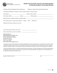 Document preview: Health Care Provider Consent and Authorization to Release Newborn Screening Results - Illinois