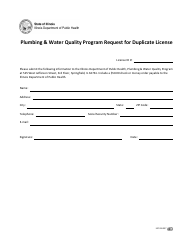 Document preview: Plumbing & Water Quality Program Request for Duplicate License - Illinois