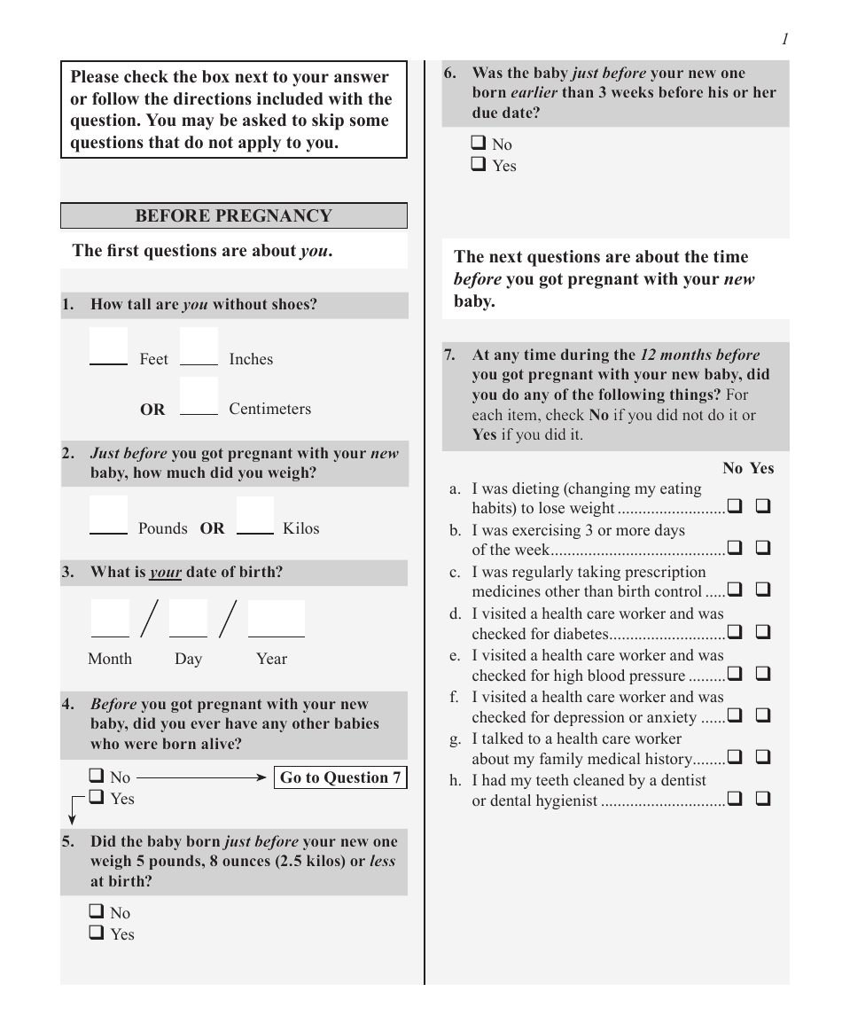 Questionnaire Phase 7 Mail - Illinois, Page 1