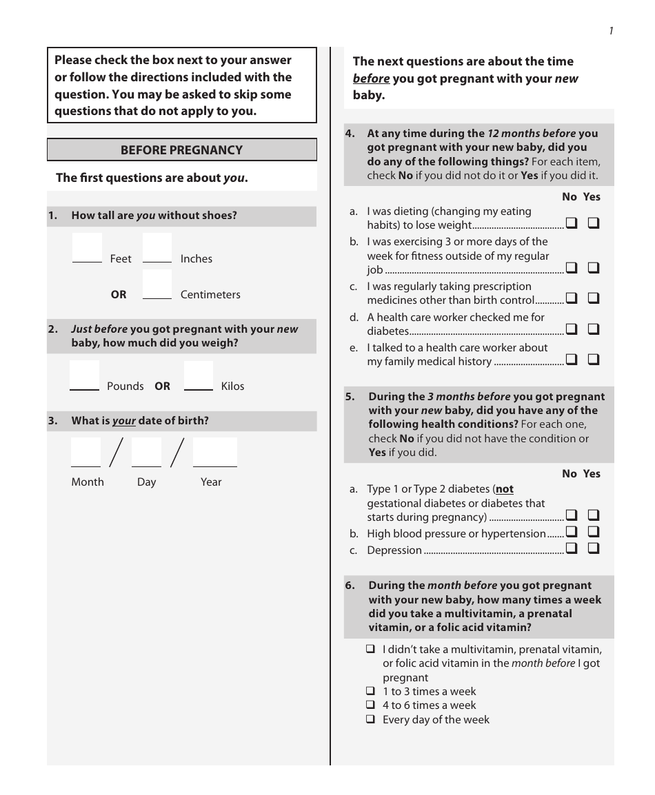 Questionnaire Phase 8 Teen - Illinois, Page 1