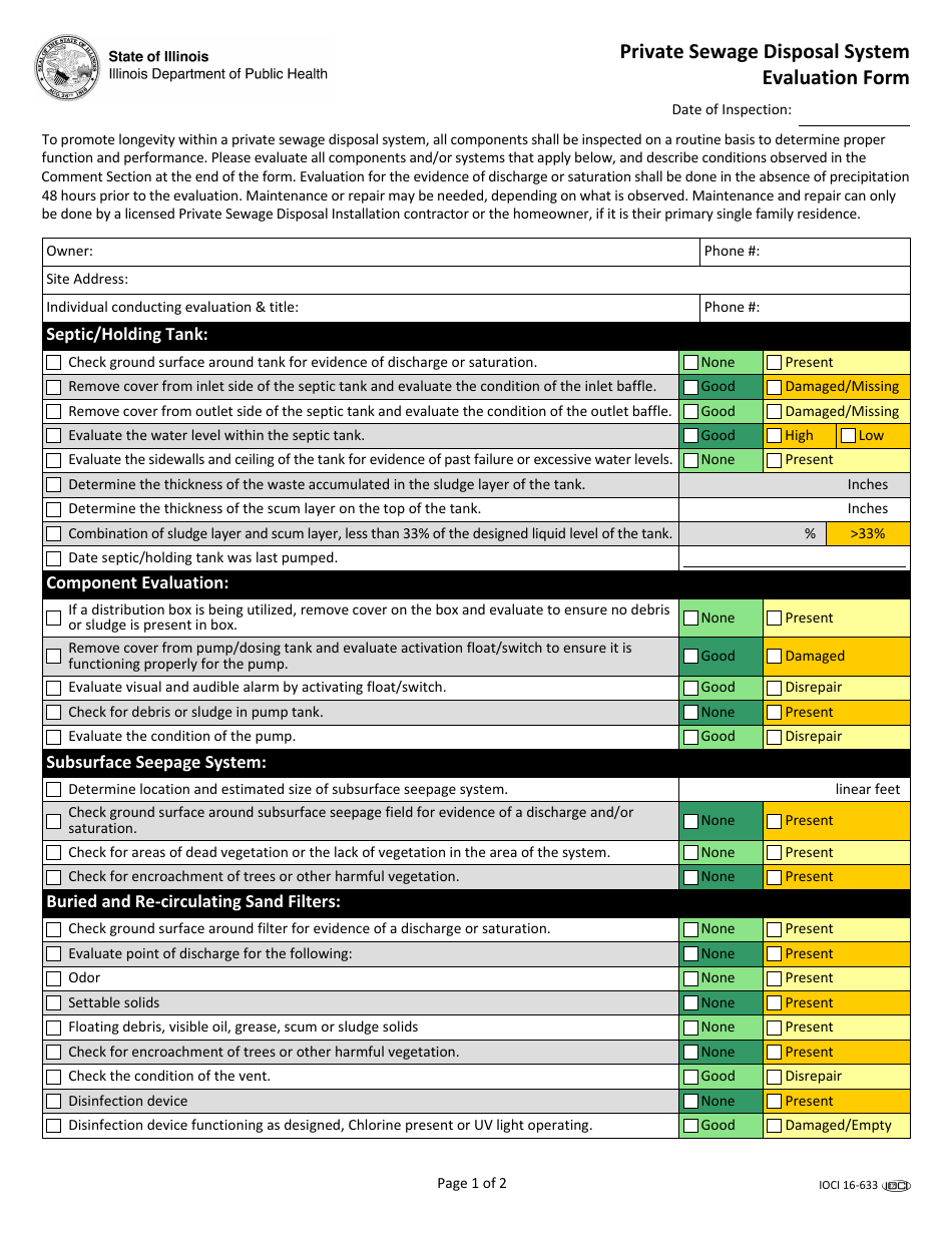 illinois-private-sewage-disposal-system-evaluation-form-fill-out