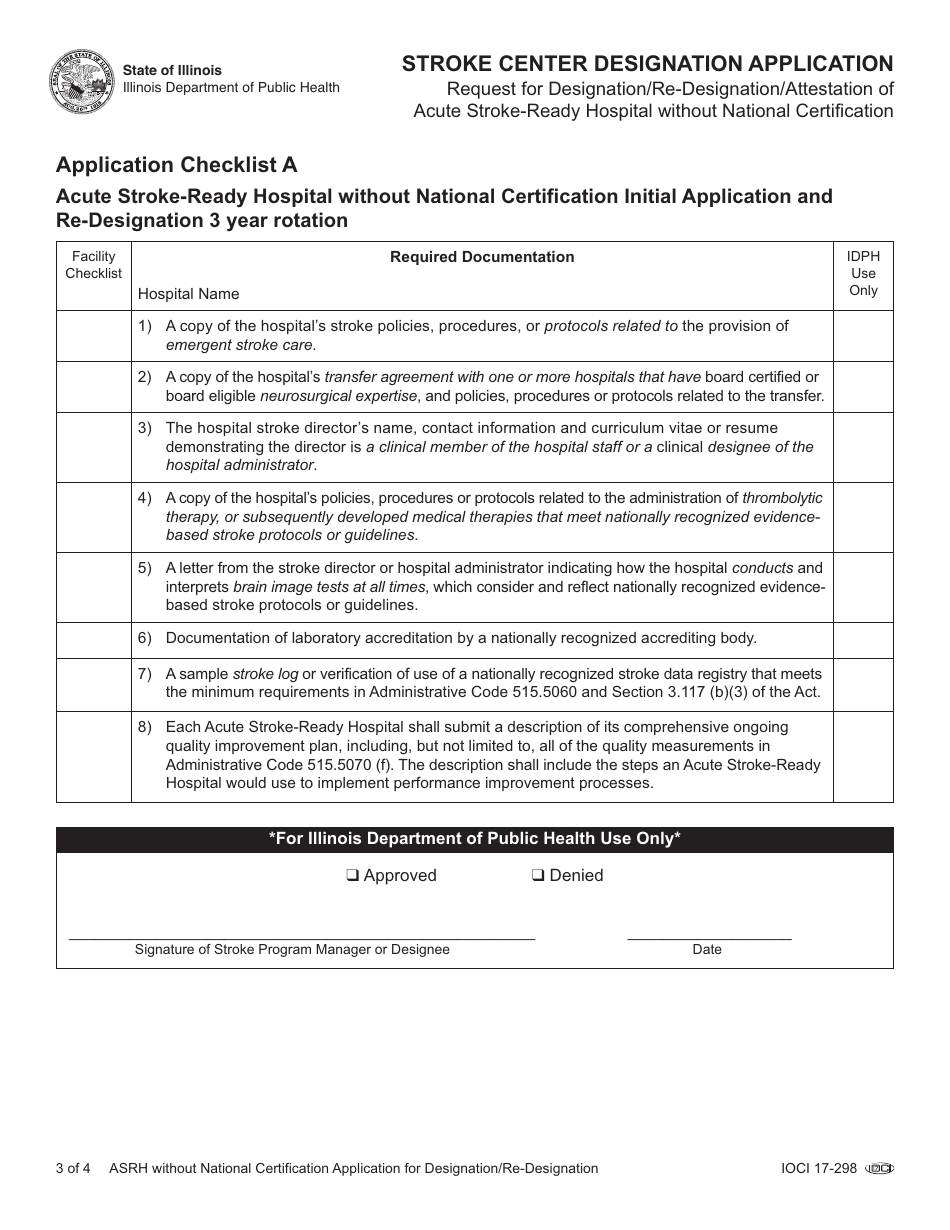 Stroke Center Designation Application - Asrh Without National Certification - Illinois, Page 3