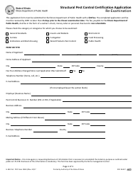 PCO Form 1984-3 (IL482-154) Structural Pest Control Certification Application Re-examination - Illinois