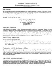 Prequalification Application Form for Contractors - Swimming Facility Program - Illinois