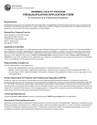 Document preview: Swimming Facility Program Prequalification Application Form for Architects and Professional Engineers - Illinois