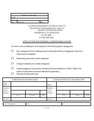 Document preview: Form IL482-0509 Application for Original Campground License - Illinois