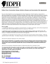 Document preview: Yellow Fever Vaccination Stamp (Uniform Stamp) and Vaccination Site Agreement - Illinois