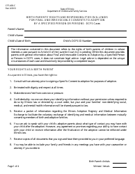 Form CFS403-C Birth Parents&#039; Rights and Responsibilities in Illinois for Final and Irrevocable Consents to Adoption by a Specified Person or Persons - Dcfs Cases - Illinois