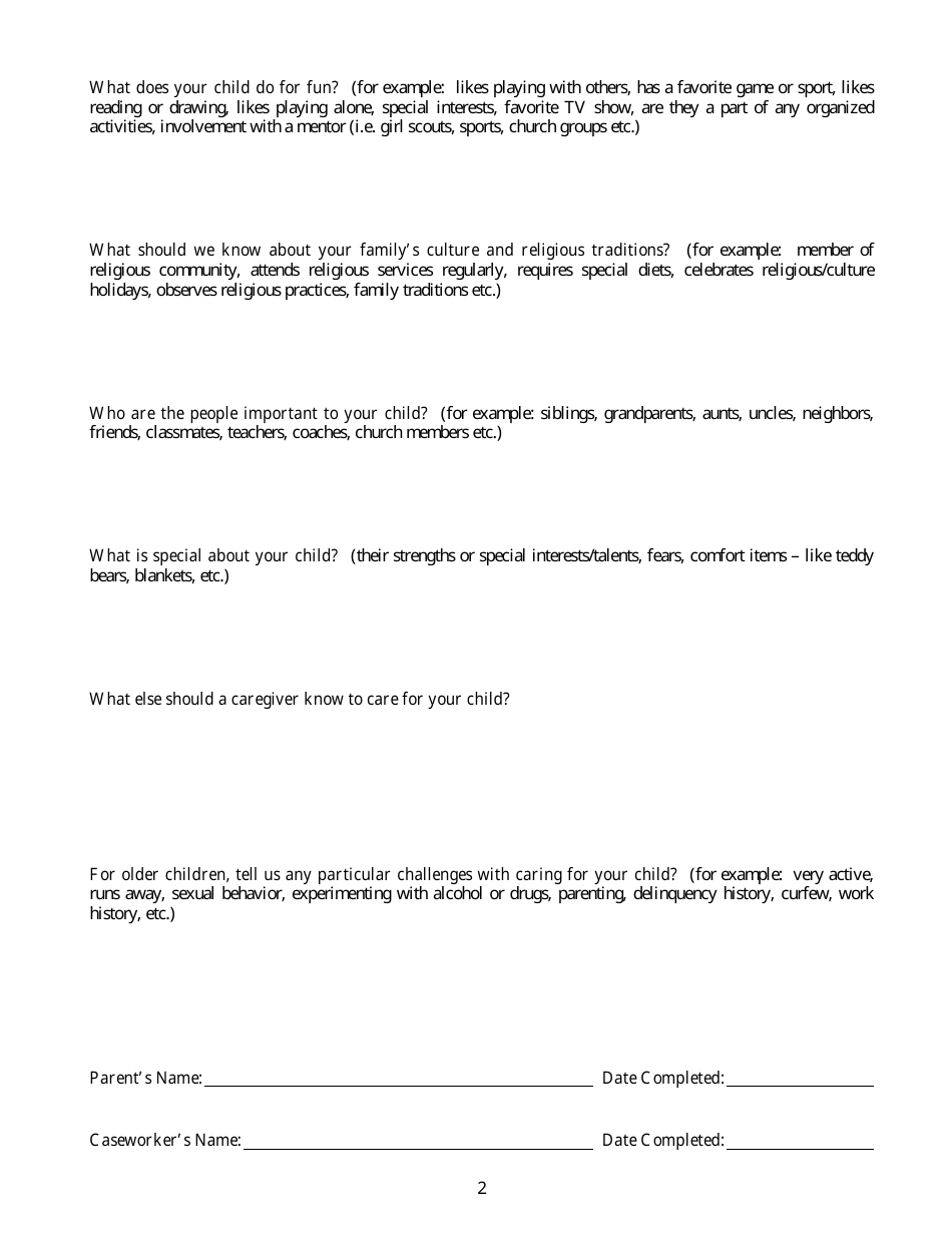 Form CFS458-C Let Me Tell You About My Child - Illinois, Page 2