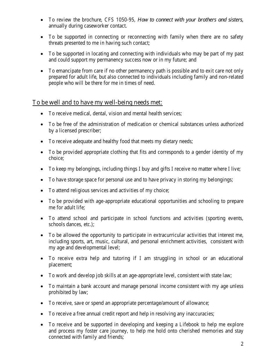 Form CFS496-1 Illinois Foster Child and Youth Foster Bill of Rights - Illinois, Page 4