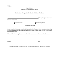 Document preview: Form CFS583-B Certification of Inspection for Unsafe Children's Products (Homes) - Illinois