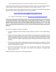 Form CFS583-B Certification of Inspection for Unsafe Children&#039;s Products (Homes) - Illinois, Page 2