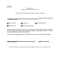 Document preview: Form CFS583-A Certification of Inspection for Unsafe Children's Products (Facilities) - Illinois